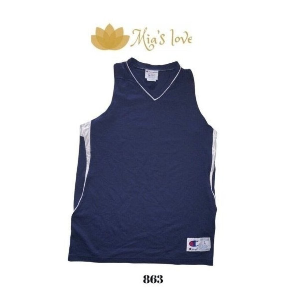 Champion authentic, Sleeveless sports shirt, Size L, Blue color.